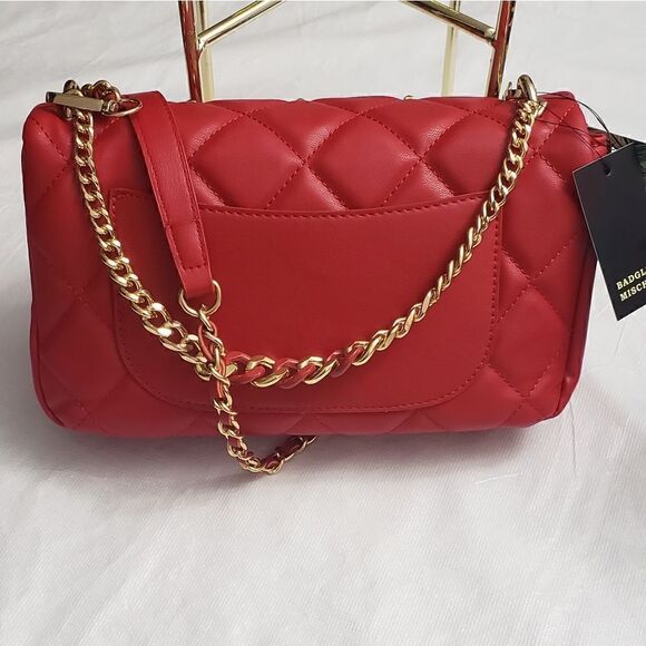 Badgley Mischka Studs Embossed Red Crossbody Shoulder Embossed Bag NWT - Picture 2 of 12